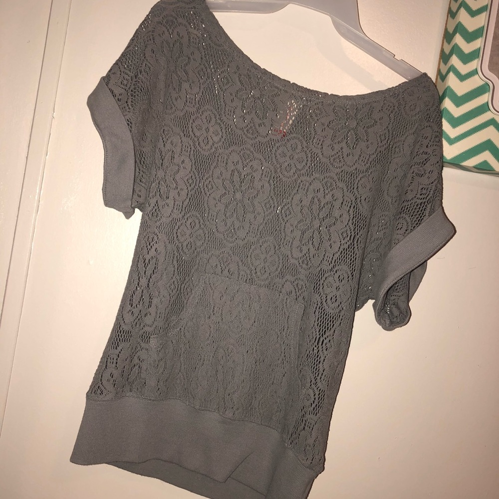 Gray Lace shirt with pockets!